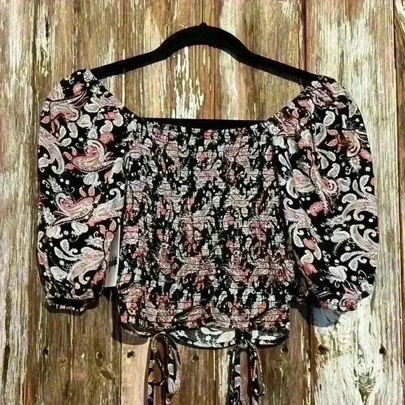 NWT VYLETTE CROP TOP PAISLEY BLOUSE - Picture 4 of 4
